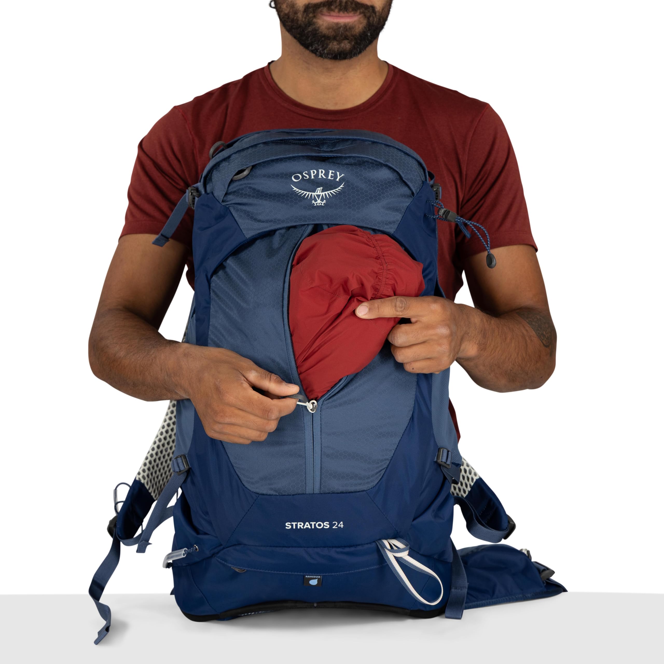 Osprey Stratos - Mochila de senderismo para hombre (paquete de 1), Negro cuervo, 24 liters, 24 litros