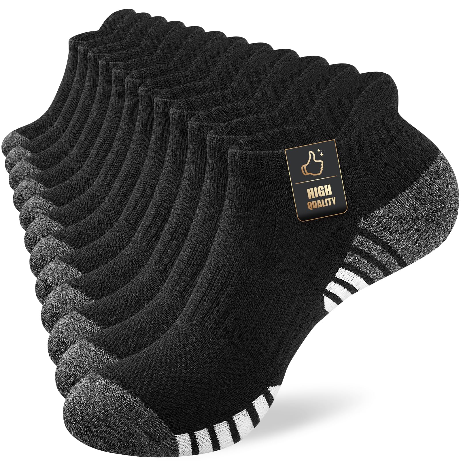 Running Socks Cushioned Ankle Trainer Socks for Men Women Cotton Low Cut Breathable Athletic Sports Socks (6/10 Pairs)