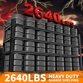 Storage Shelves Heavy Duty, 60L x 24W x 60H Garage Wire Shelving Unit Loads 2640LBS, 4-tier Adjustable Metal Industrial Utility Shelf Rack for Kitchen, Laundry Room, Pantry, Warehouse, Basement