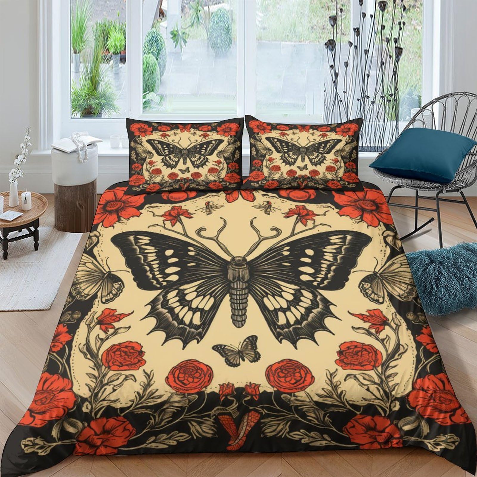Housse de couette rose papillon 3D pour transformer une chambre d'adulte ou d'enfant