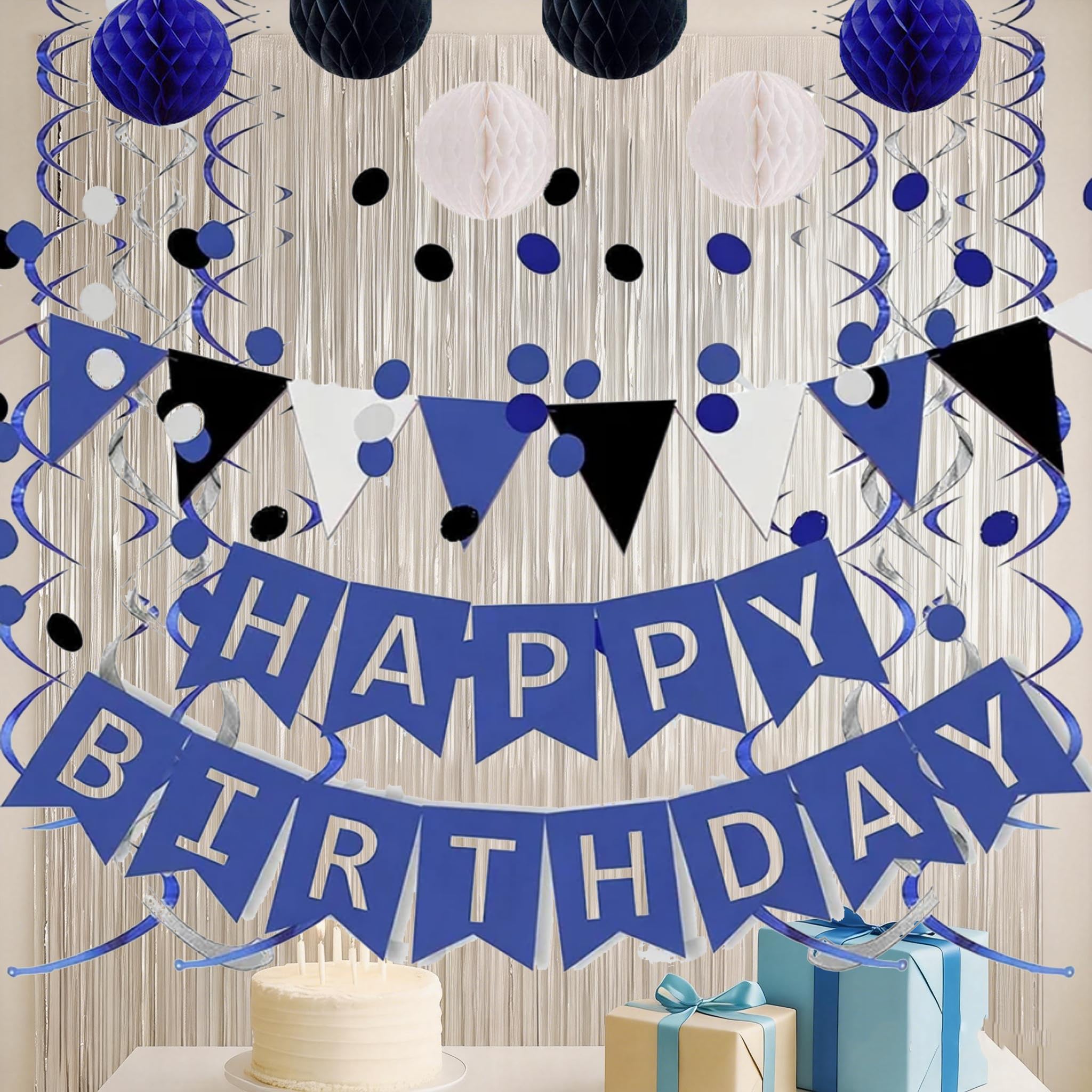 Happy Birthday Girlande Blau Geburtstagsdeko Jungen mann Par