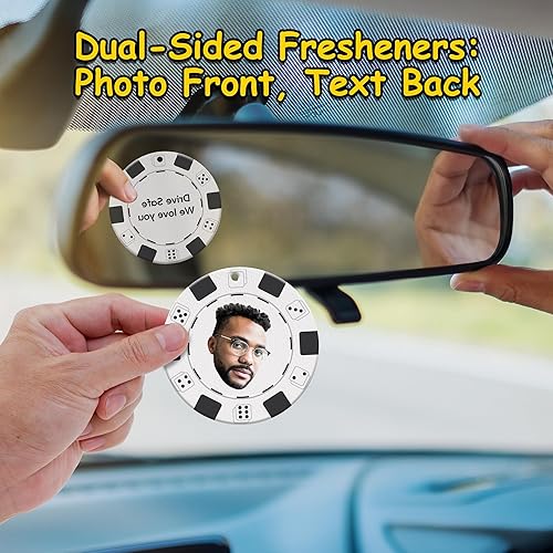 Vista 22 de Ambientadores personalizados con imagen – Ambientador personalizado para coche con cara divertida – Ambientador de aire personalizado para colgar