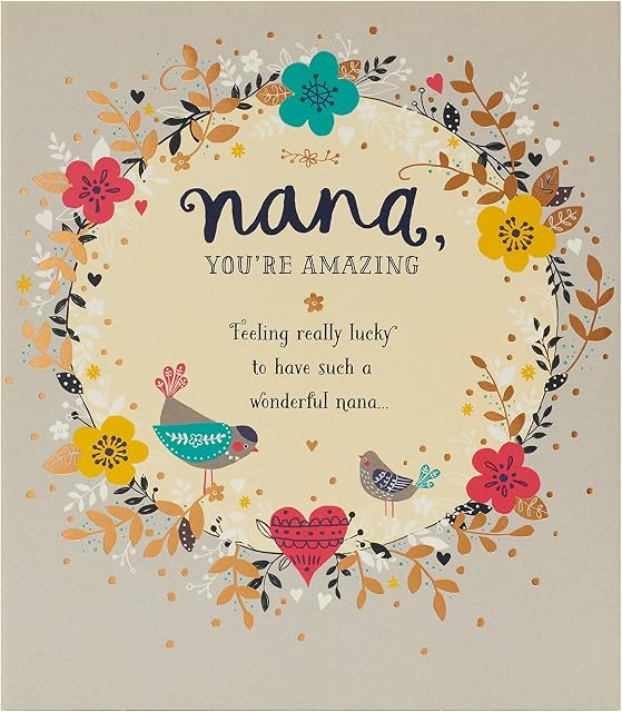 UK Greetings Nana Birthday Card,yellow|black|oak|green