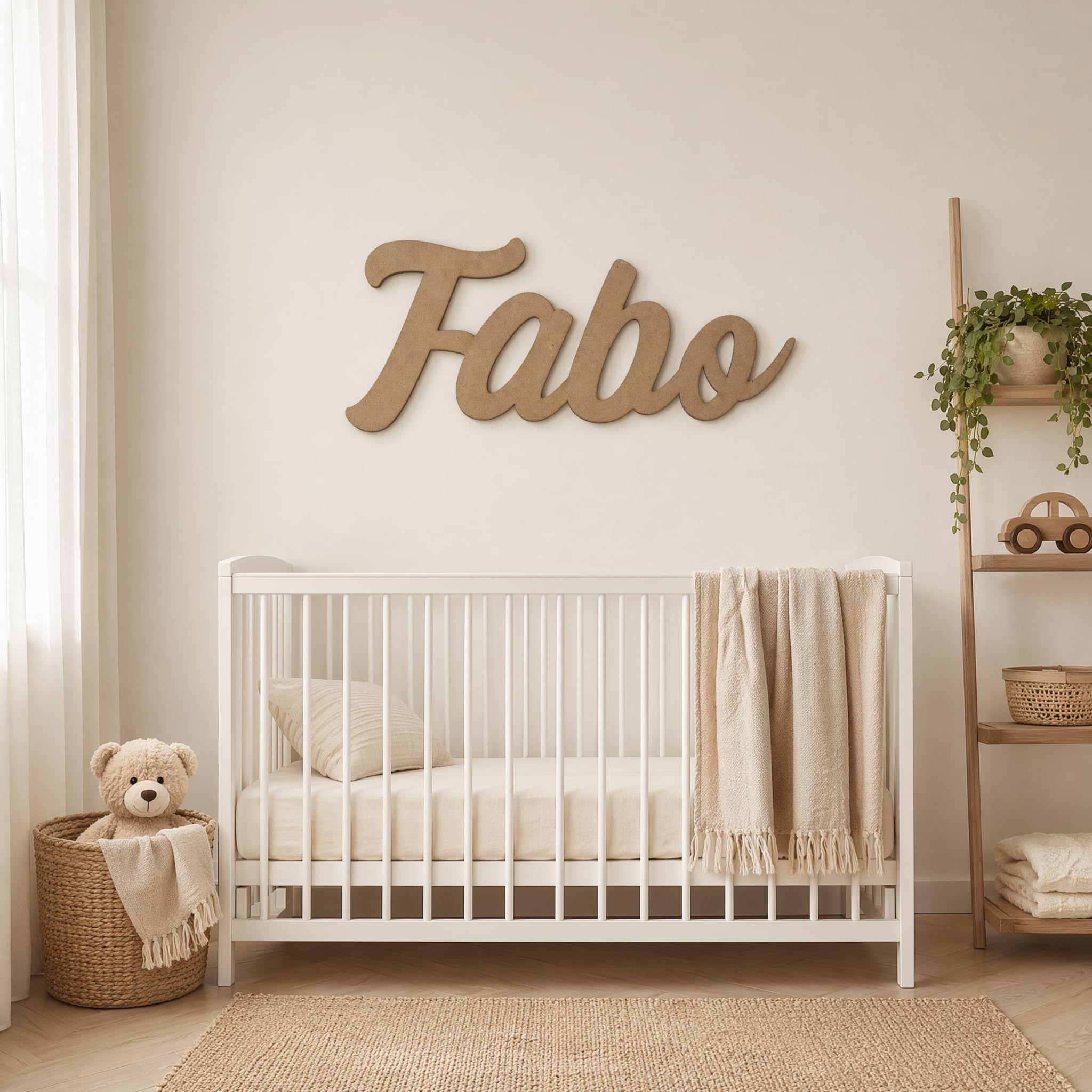 Nombre Personalizado en Madera para Pared y Puerta, Letras Decorativas para Habitación Infantil, Decoración de MDF o Contrachapado para Bebé, Niño y Niña, Regalo Original para Bautizo y Comunión