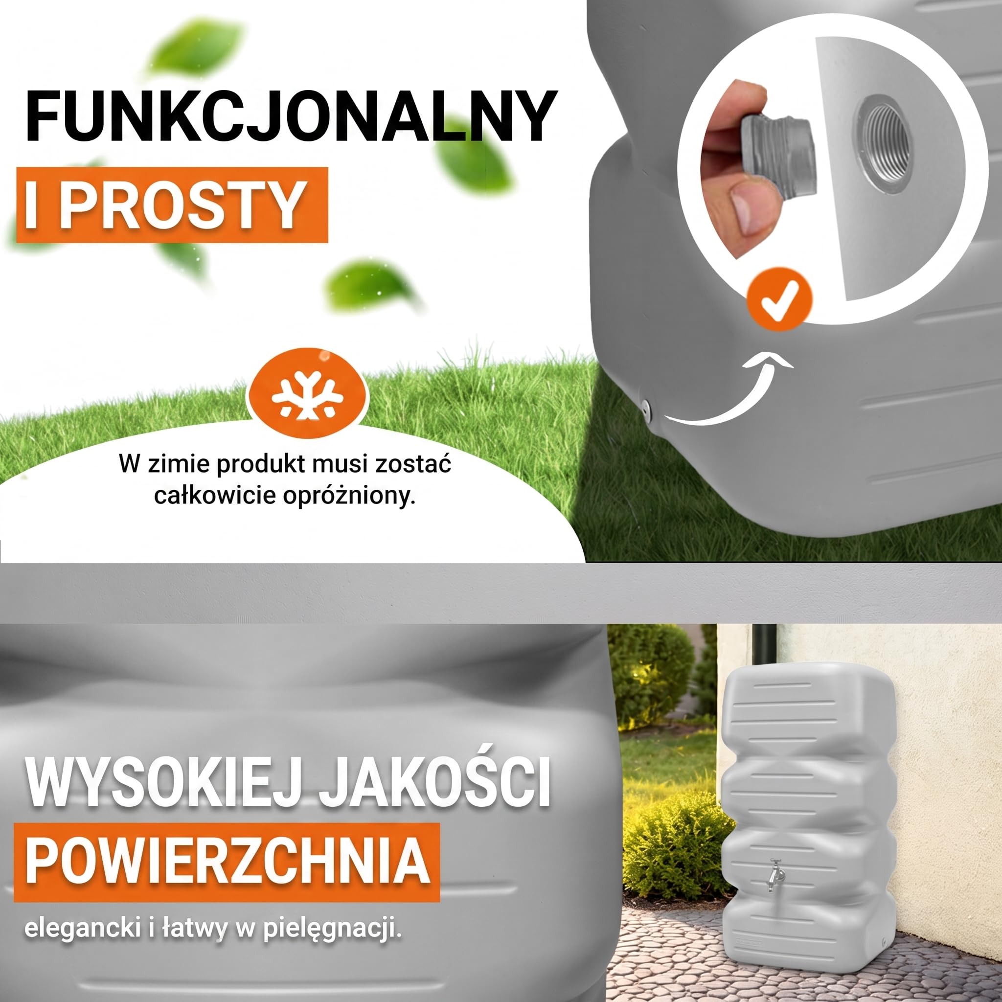 GARANTIA CUBUS zbiornik ogrodowy na deszczówkę 340 l, szary beton