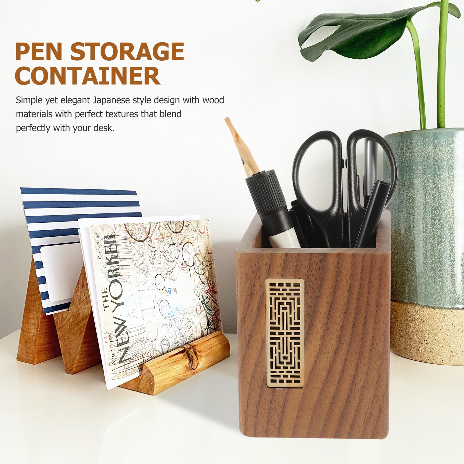 Stiftehalter aus Walnussholz, Schlichter Schreibtisch Organizer