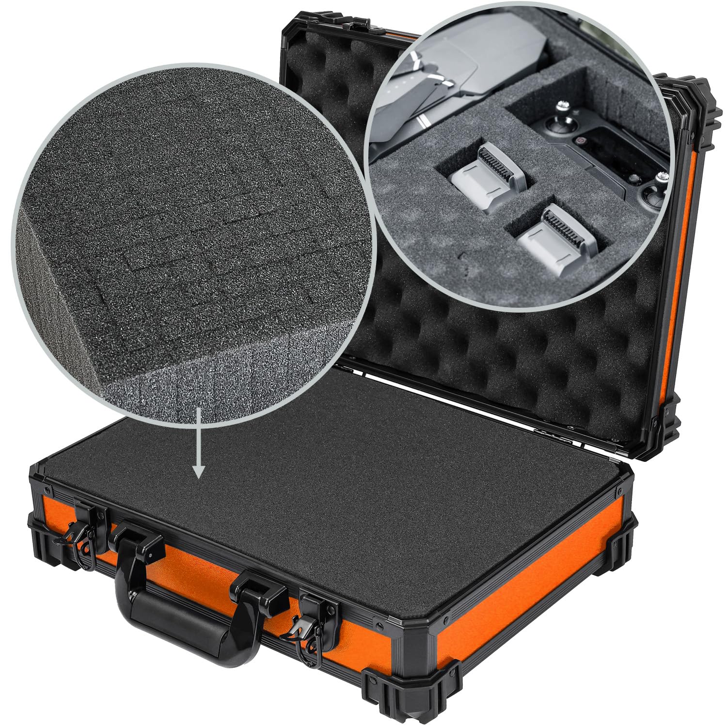 HMF 15502-18 Mallette de Transport avec Mousse alvéolée, Mallette Universelle | 39 x 29 x 12 cm | Orange