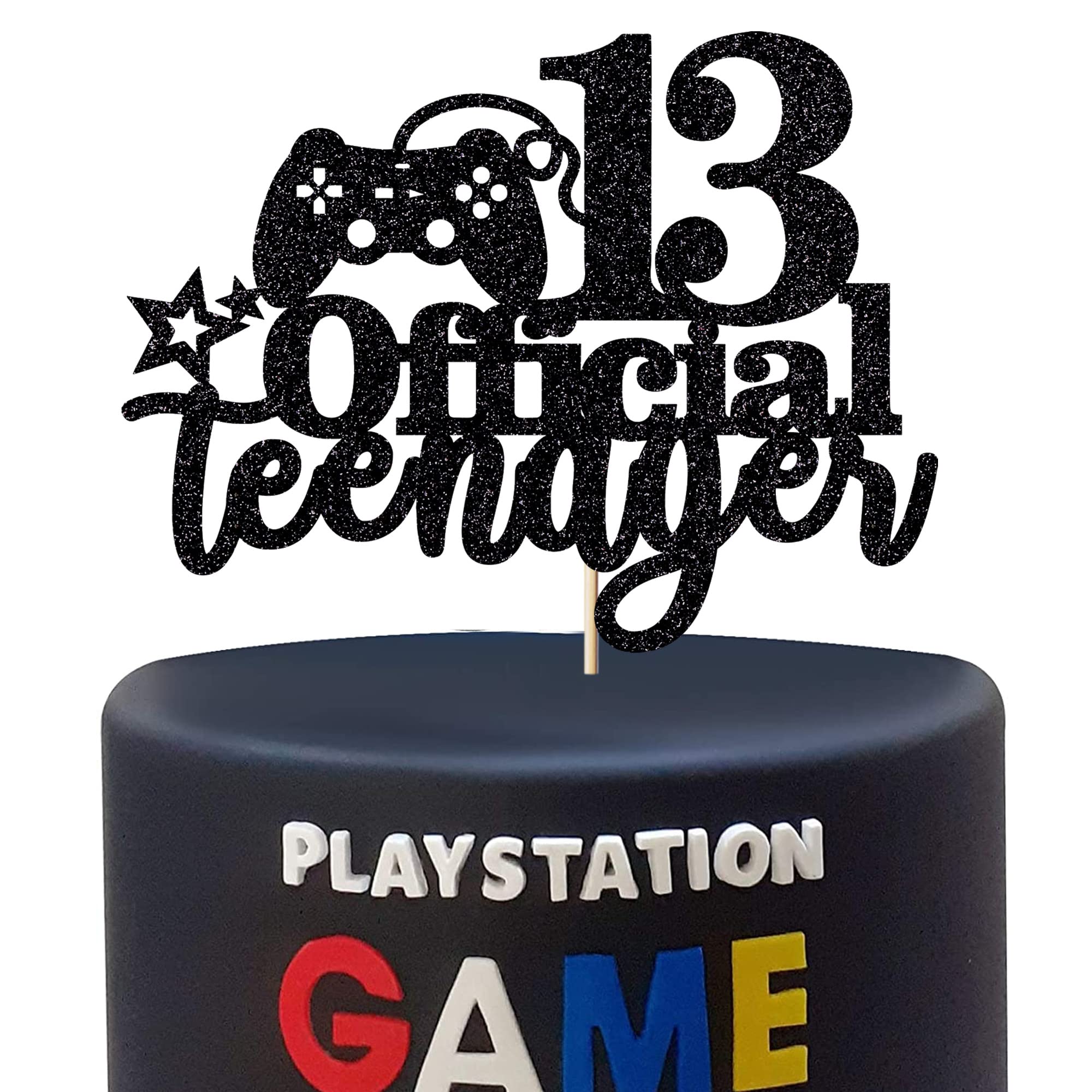 Migeaks Black Glitter Official 13 Teenager Birthday Cake Topper- 13th Birthday Cake Topper-video game controller theme happy birthday party decoration (B0B3XCKN2D) Amazon Price History, Amazon Price Tracker