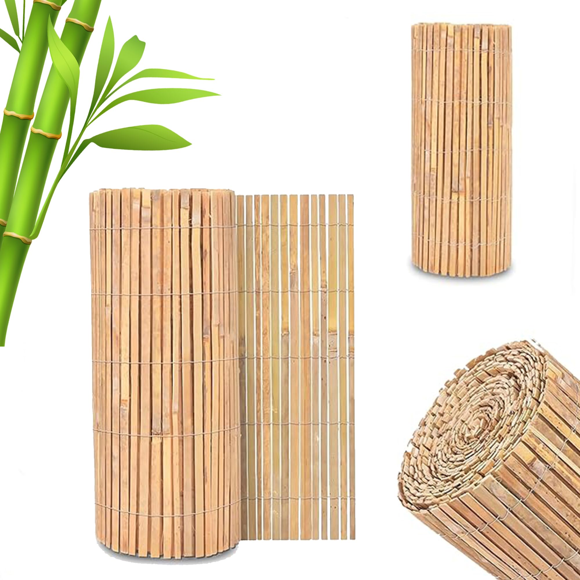 Bamboo Slat Fence Screen Roll| Fence Panels for Outdoor Wind & Sun Protection| Garden Privacy & Protective Screens| Screening Slatted Roll for Garden Outdoor Decorative Fences (1.8 X 4M)