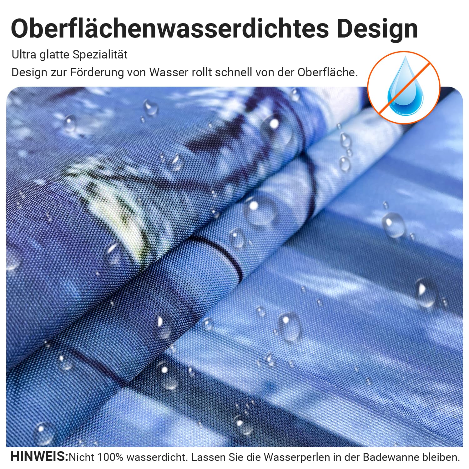 Lerores Shower Curtain, 240 x 180 cm, Forest Jungle, Weighted Hem, Anti-Mould Textile, Water-Repellent - Image 2