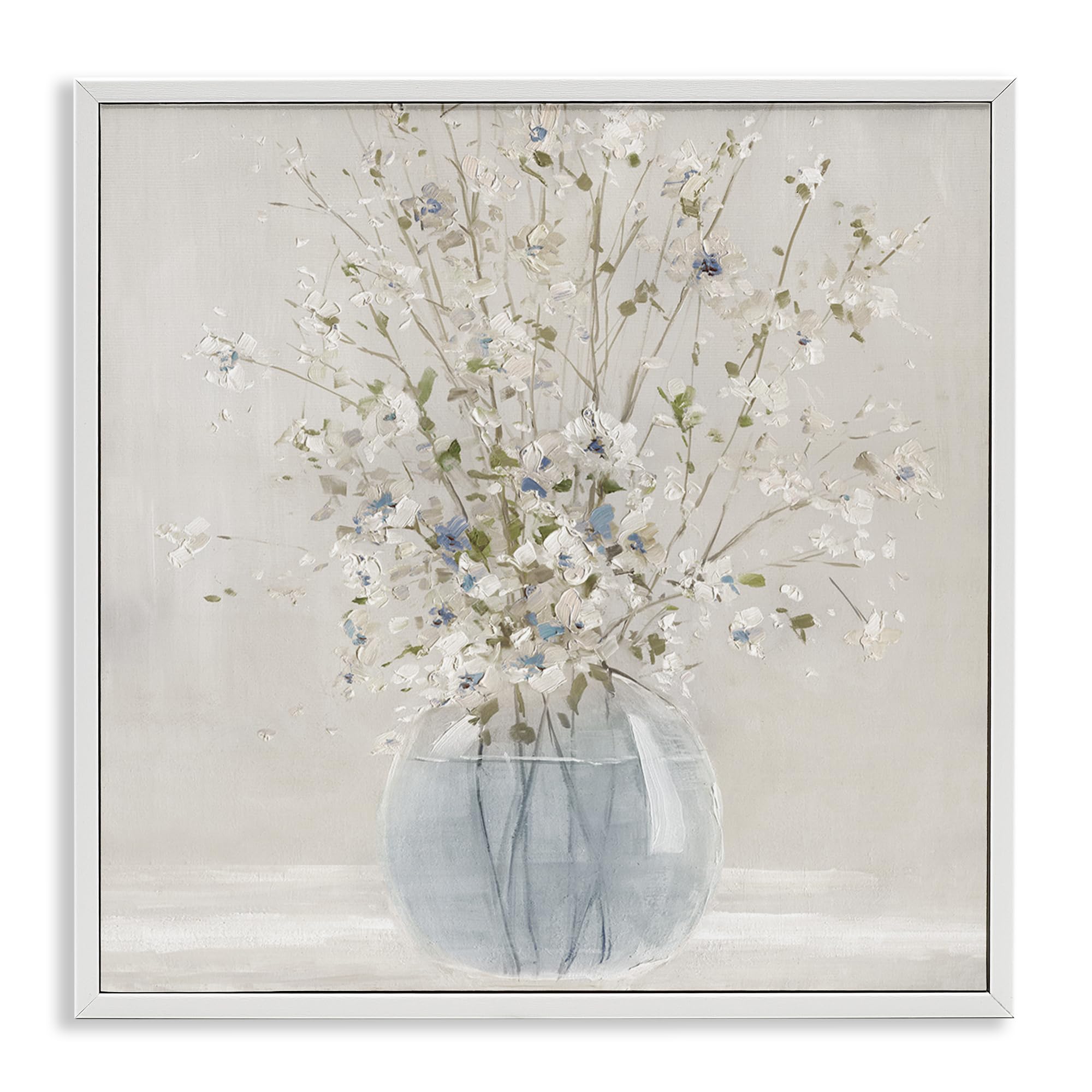 Stupell Industries 'Serene Glass Vase Bouquet', Framed Giclee Art, White, 17 x 17 Inches, Easy to Hang and Sturdy, Made in USA, by Carol Robinson