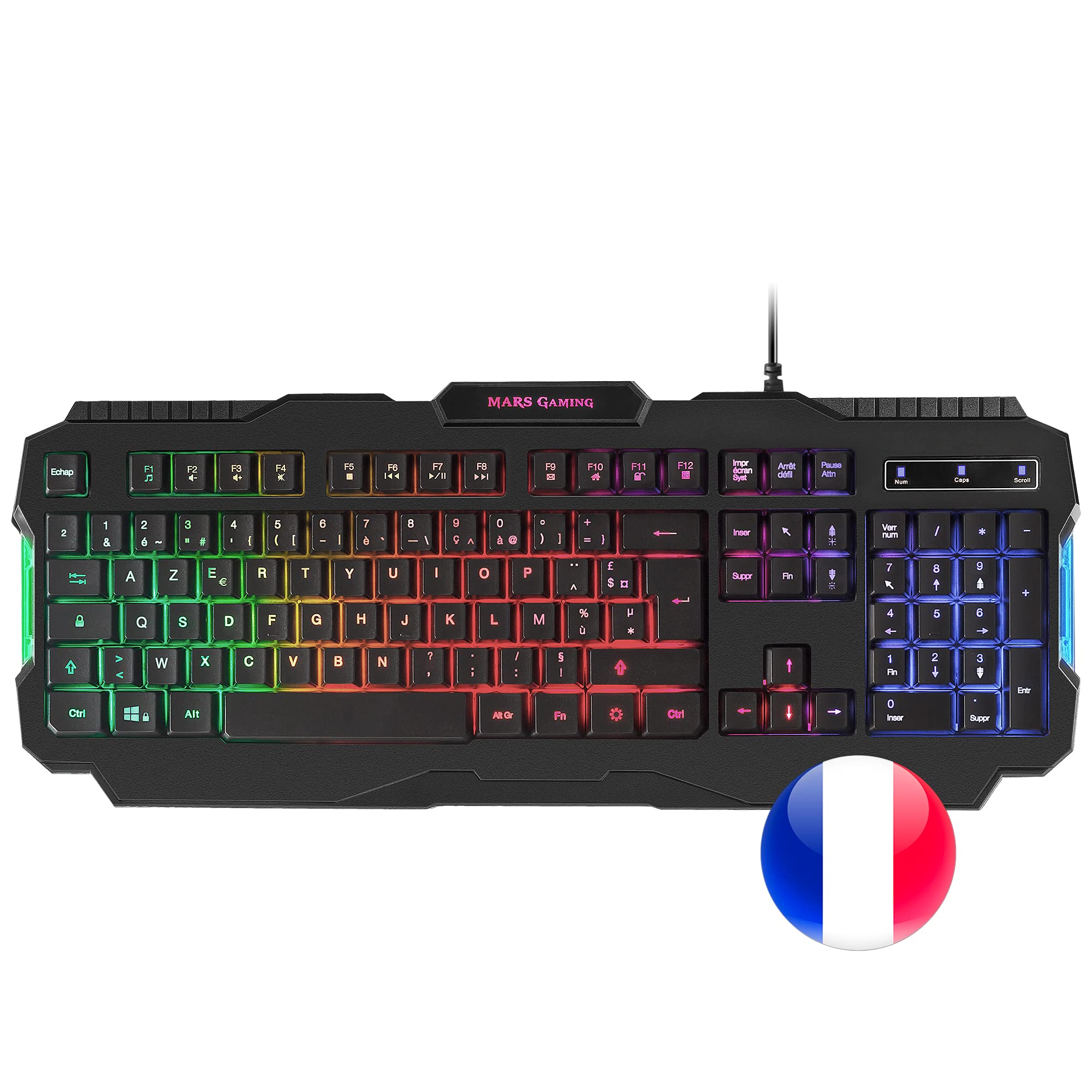 Mars Gaming MCPRGB2, Idioma Francés AZERTY, Combo Gaming 4 en 1 RGB, Teclado Rainbow, Ratón 4000 dpi, Alfombrilla XXL y Auriculares, Jack 3.5mm, Multiplataforma — view 2