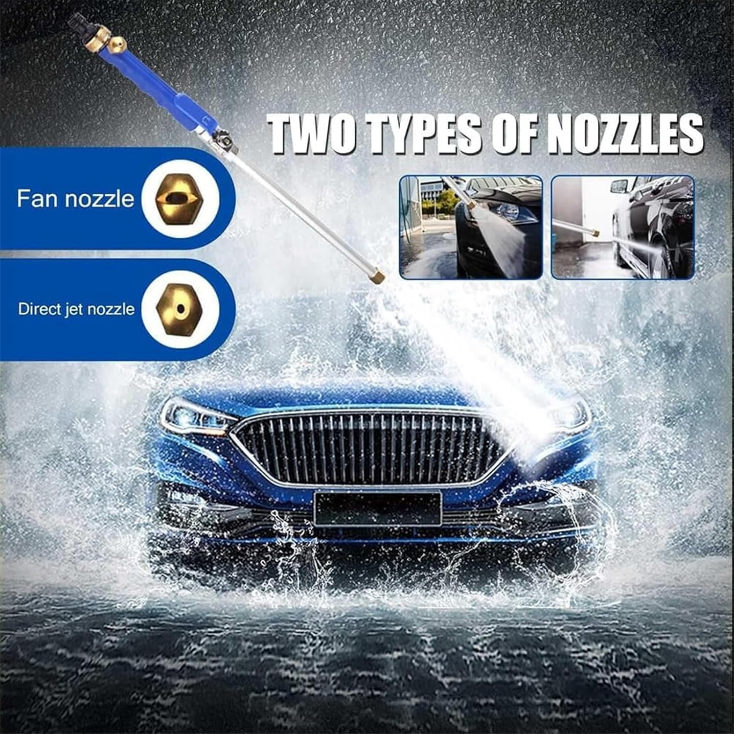 High Pressure Washer Extension Wand, Upgraded 2-in-1 Hydro Jet Hose Nozzle High Pressure for Car, 2026 New Water Arrow Sprayer, Jet Gutter Cleaning Tools for Patio Garden Outdoor Cleaning, Blue