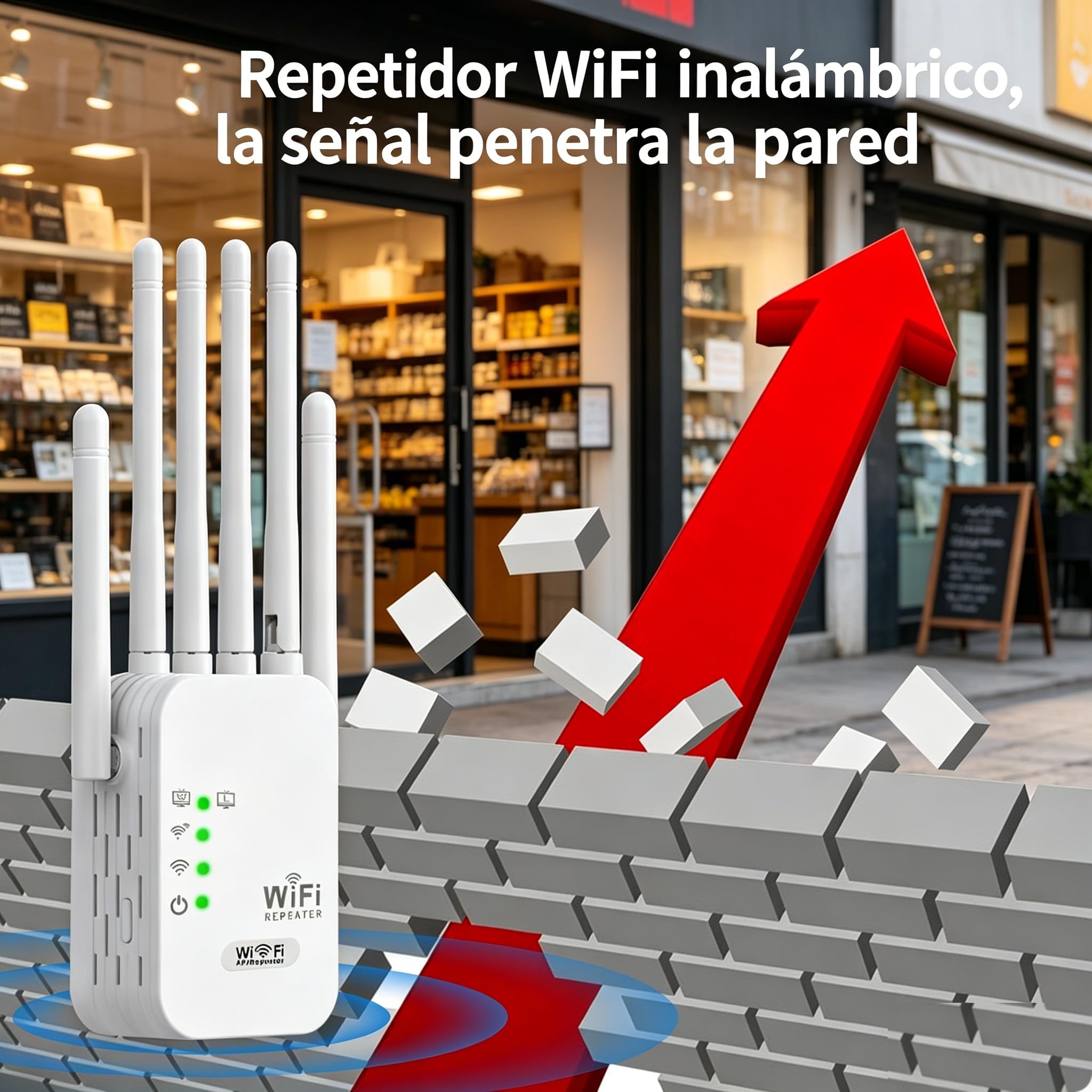 Répéteur WiFi Puissant, 1200 Mbps amplificateur WiFi de dernière Technologie avec6 antennes Couvrant Une superficie de10 000 m²,2 Ports LAN,répéteur WiFi pour la Maison et Le Bureau（Blanc）