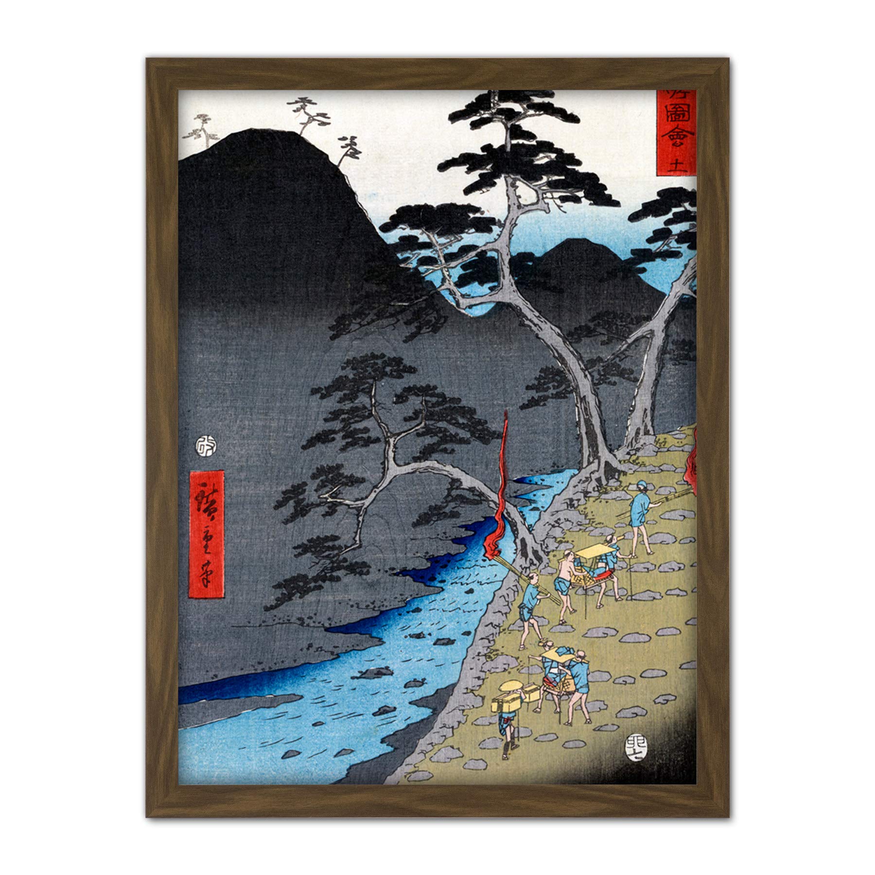 Wee Blue Coo Utagawa Hiroshige Hakone Japan Artwork Framed Wall Art Print 18X24 Inch