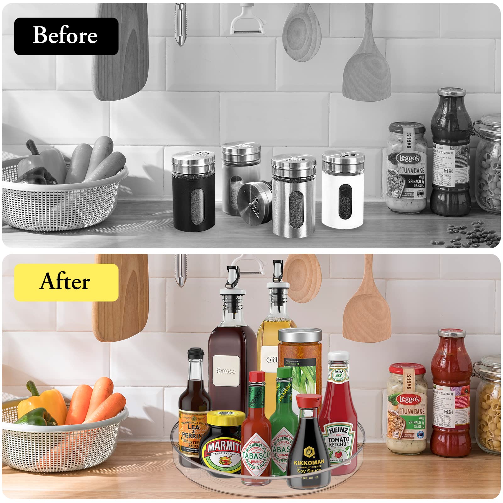 Organizer Girevole 3 Pezzi Per Spezie - Vassoio Rotante 360° Per Cucina Con Misurini - Foto 8