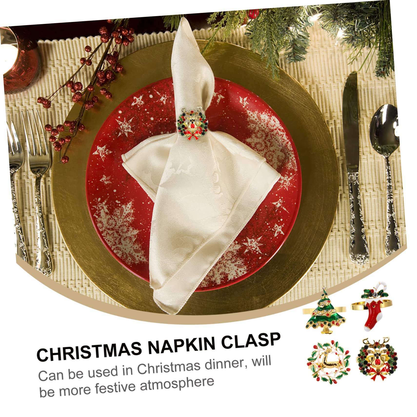 OUNONA 12stücke Elegante Weihnachts-Napkin-Ringe Einzigartige Dekoration Für Festlichkeiten Aus Hochwertigem Legierungsmaterial Passend Für Weihnachtsfeiern Und Tägliche Anlässe