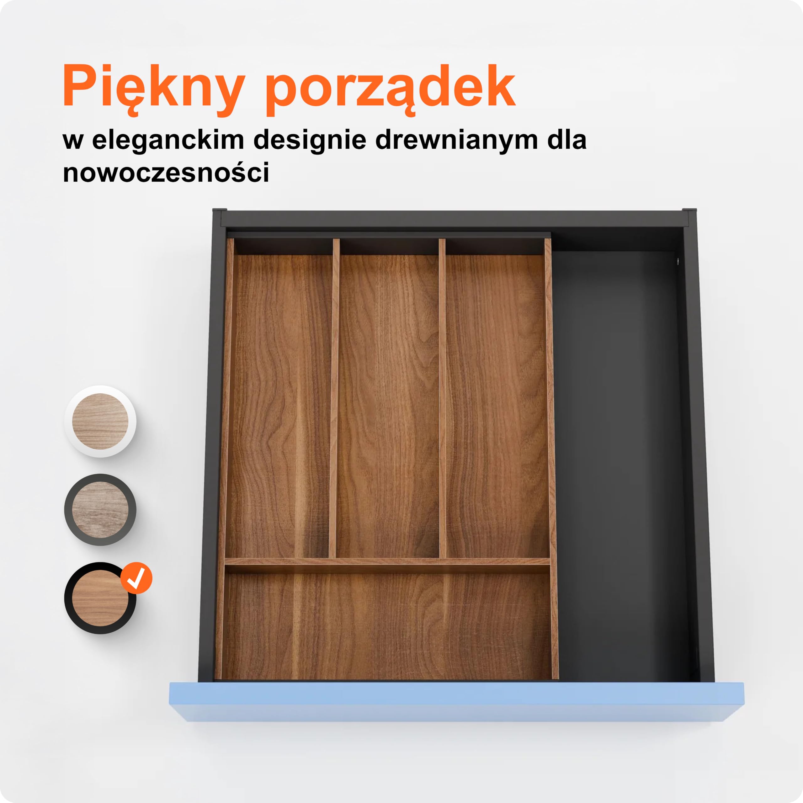 blum AMBIA-LINE wkład na sztućce | premium organizer szuflady do nowoczesnych kuchni i mebli | porządkuje sztućce | z nóżkami antypoślizgowymi | 42×30×5 cm | Orzech Tennessee