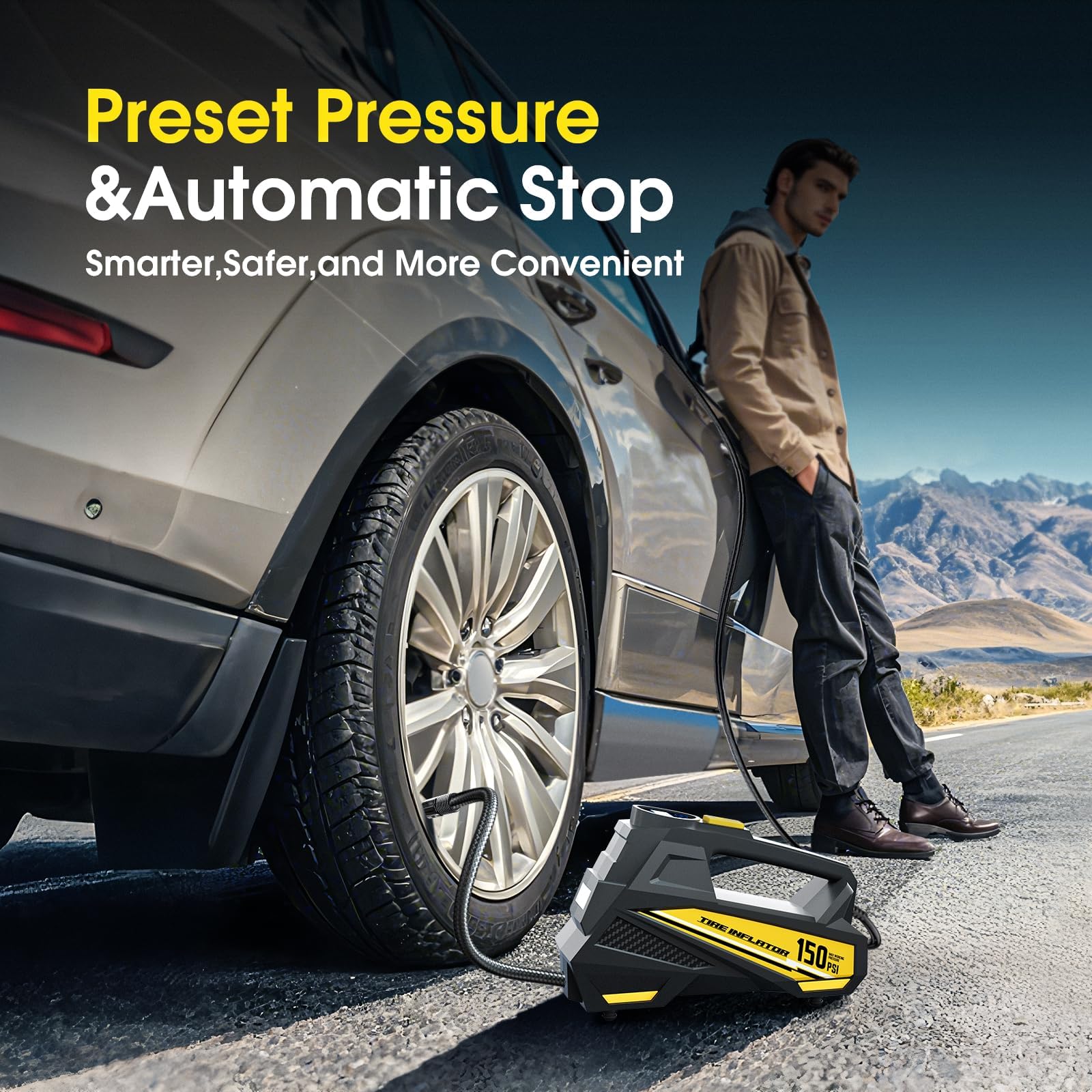 Compressore Aria Portatile AstroAI S1 - Gonfiatore Pneumatici Digitale 12V 150 PSI Con LCD - Auto, Bici, Moto - Luci LED - Foto 14