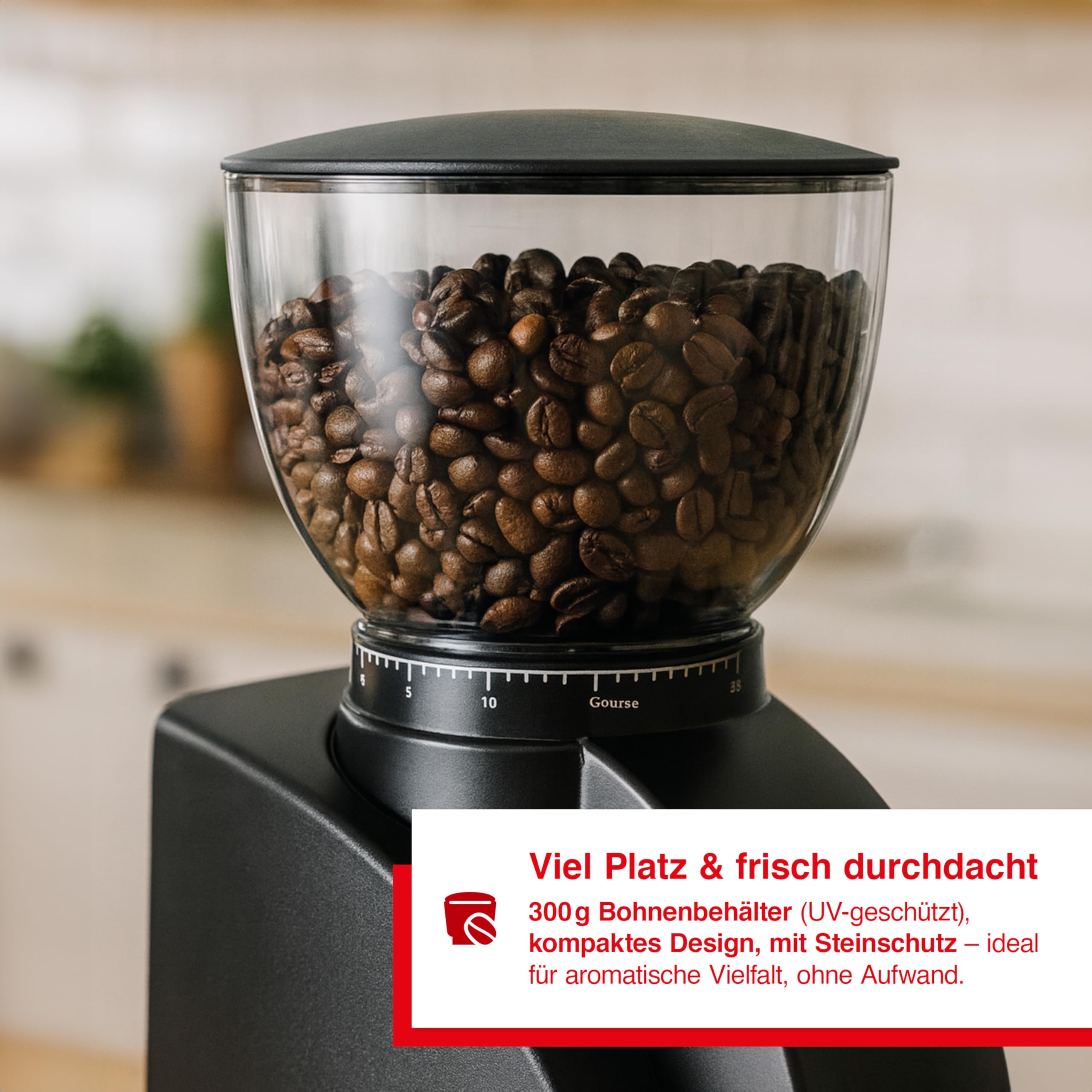 Solis Scala Zero Static 1662 Elektrische Kaffeemühle - Coffee Grinder - Espressomühle mit 24 Mahlgradeinstellungen - Schutz Gegen Statischen Kaffee - Kaffeebohnenbehälter 300 Gramm - Schwarz