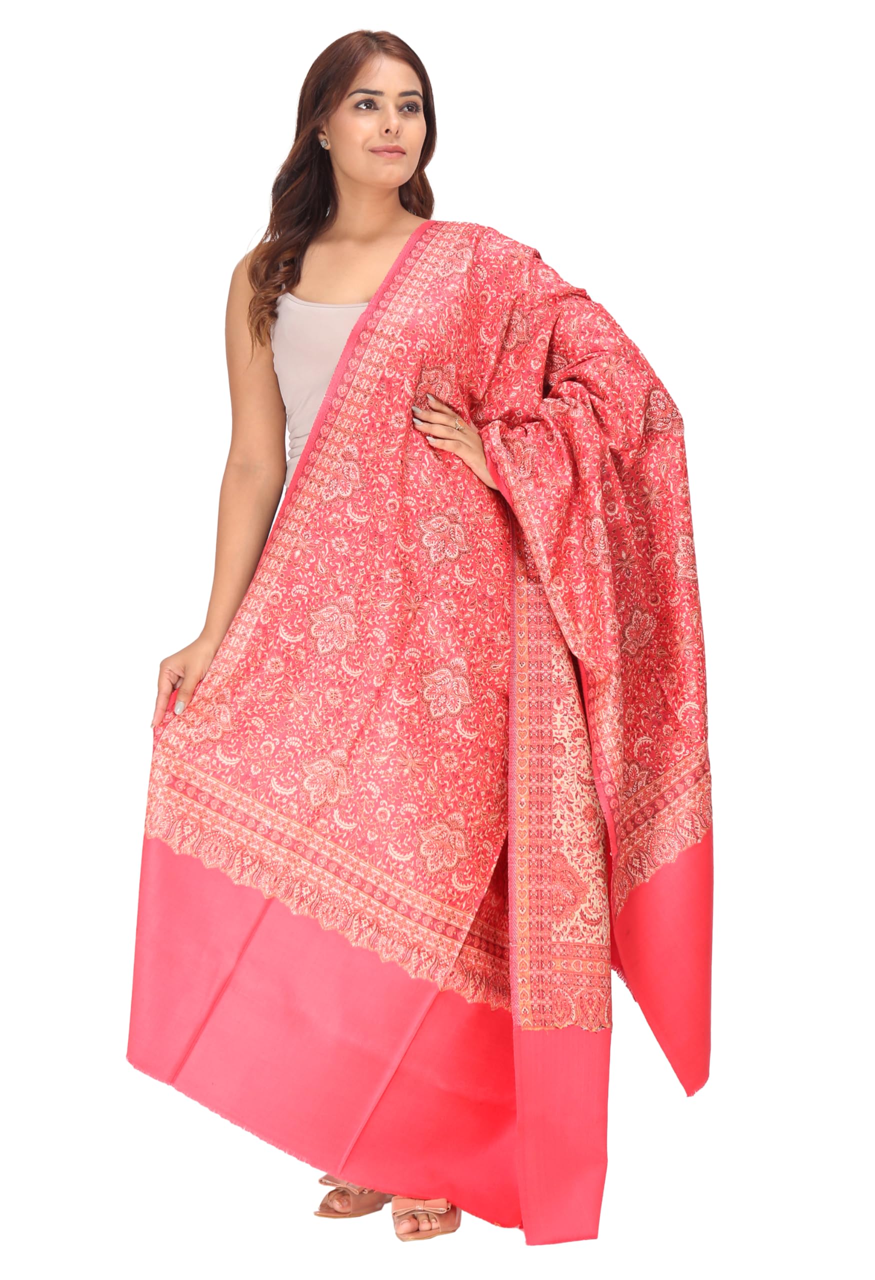 MANRA Women Ladies Kashmiri Wool Heavy Jaal Design Warm and Soft Shawl [SIZE:40X80 Inches] (THICK JAAL SHAWL 865)-picture-52