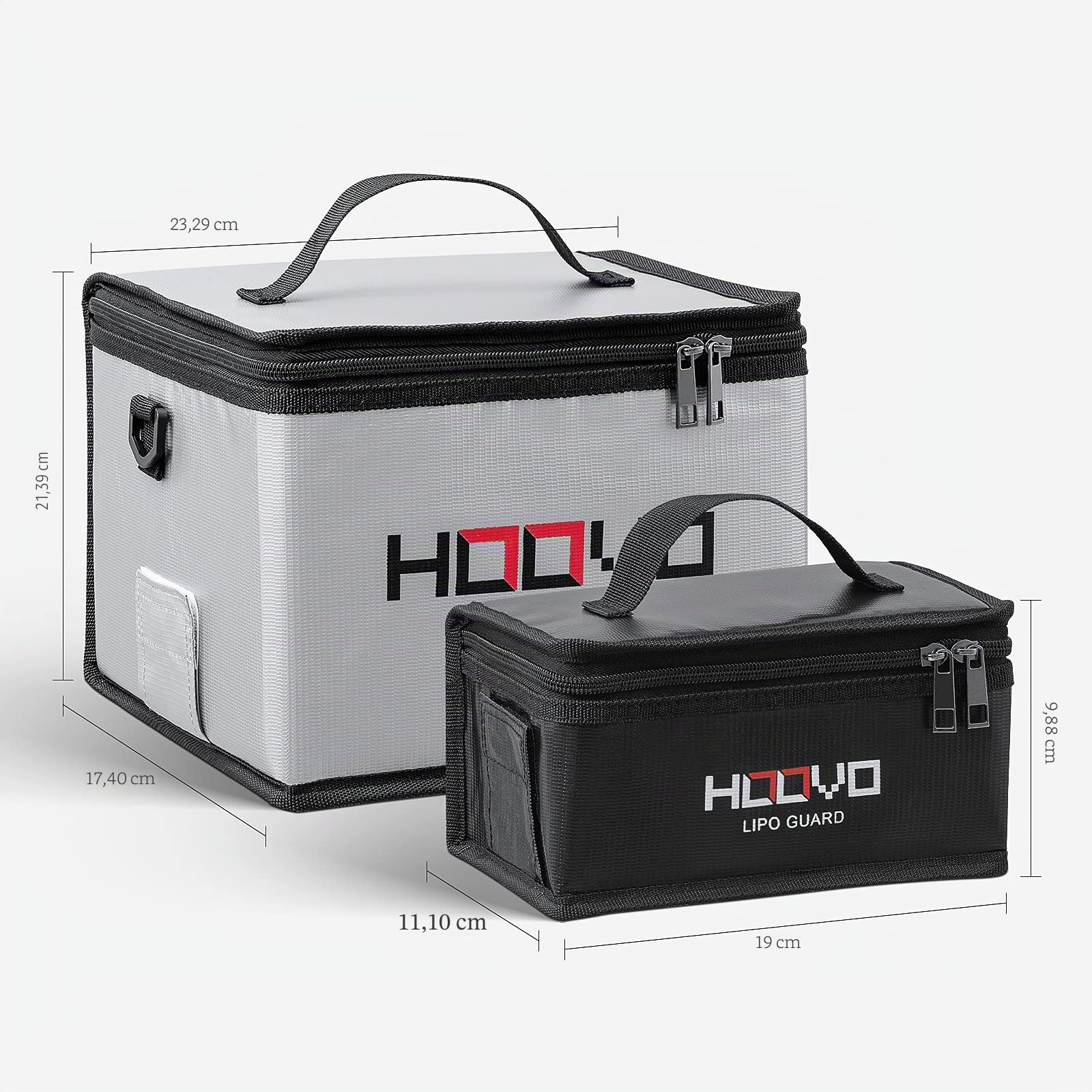 HOOVO Lipo Bag - Bolsa de Seguridad para batería Lipo ignífuga y antiexplosión LiPo Guard Safe Bag para Guardar y Cargar baterías de polímero de Litio con Doble Cremallera