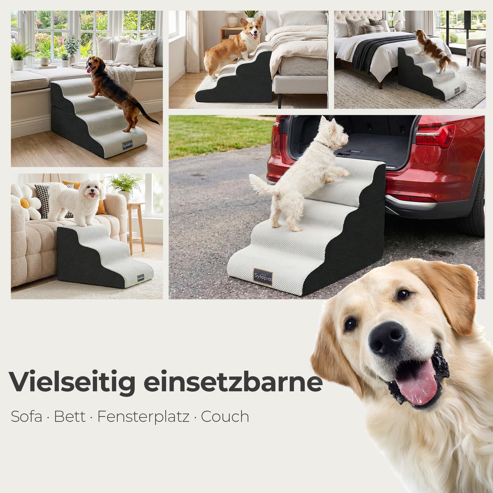 Sytopia Escalera para perros pequeños, 5 peldaños, para cama o sofá