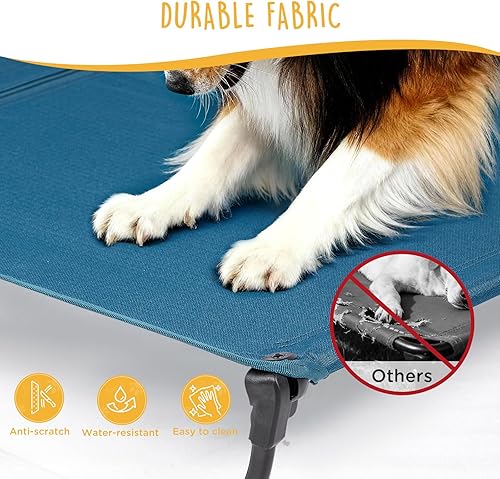 Miniatura 5 de Catre plegable elevado para perro, cama elevada grande para perros para exteriores, cama fresca a prueba de mordidos, portátil, resistente hasta 160