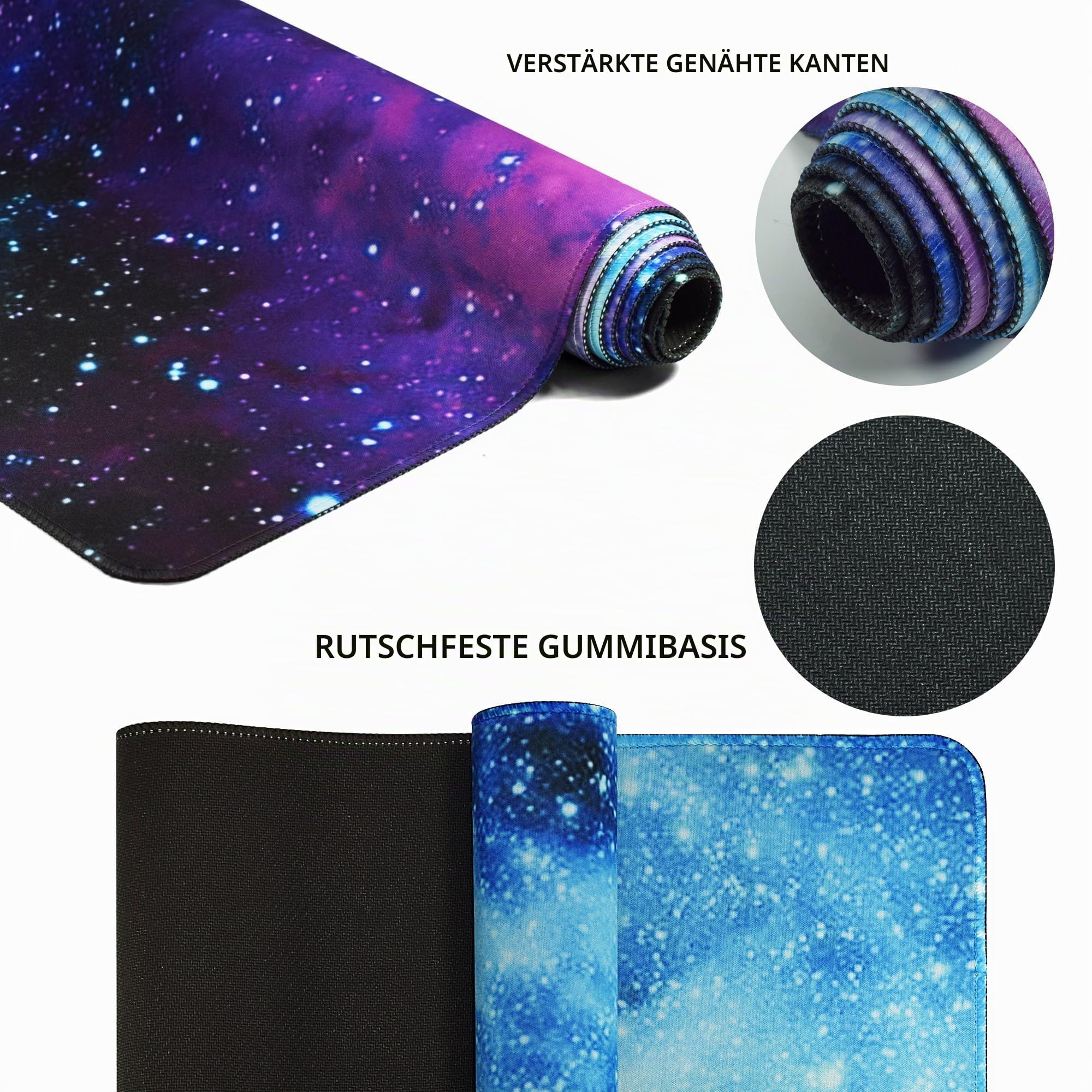 Mydours 160 x 60 cm Gaming-Mauspad, große Schreibtischunterlage Universum