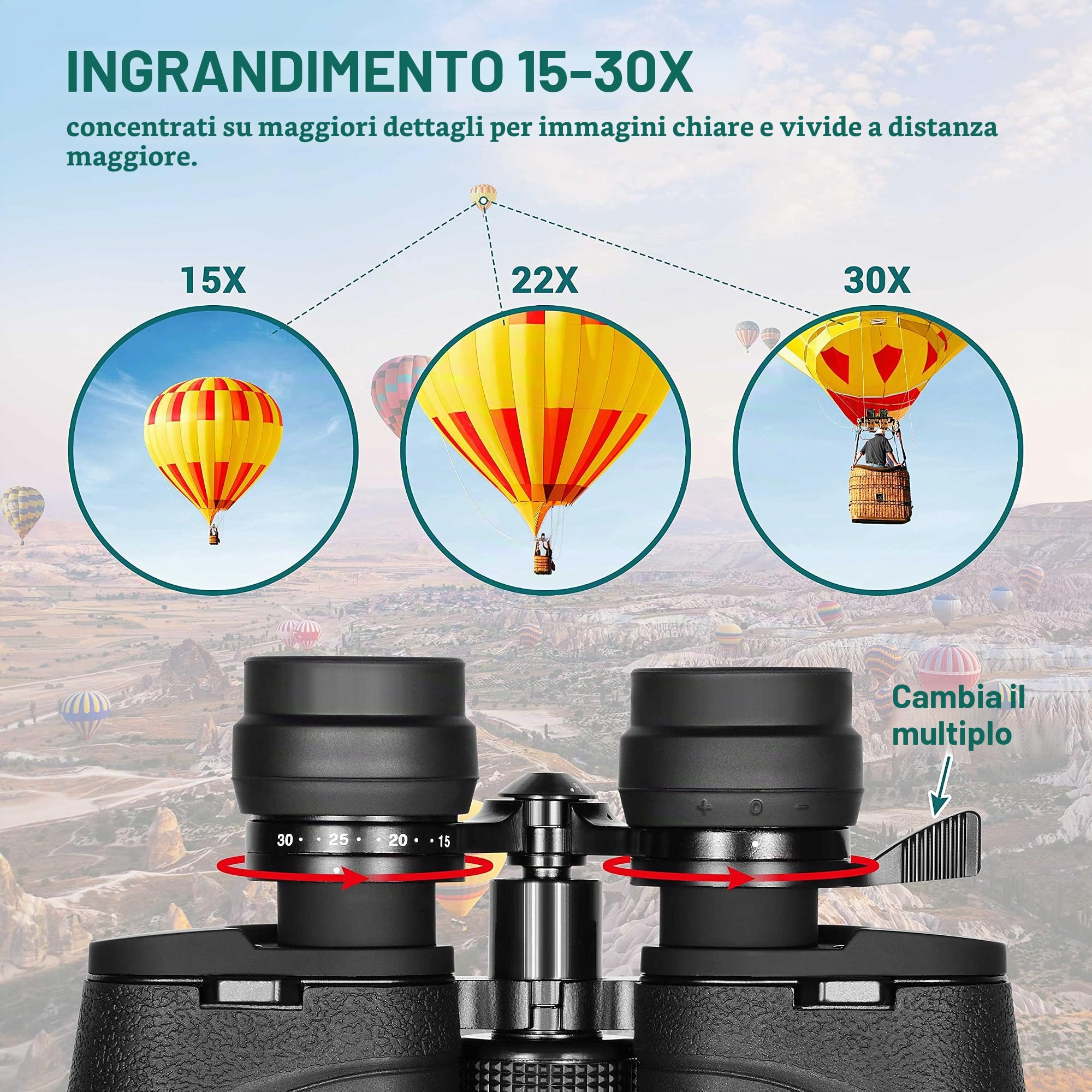 ESSLNB 15-30X80 Binocoli Astronomici con Supporto per Treppiede Incorporato Binocolo Gigante Con Adattatore del Telefono e Custodia per Bird Watching Caccia e Stargazing