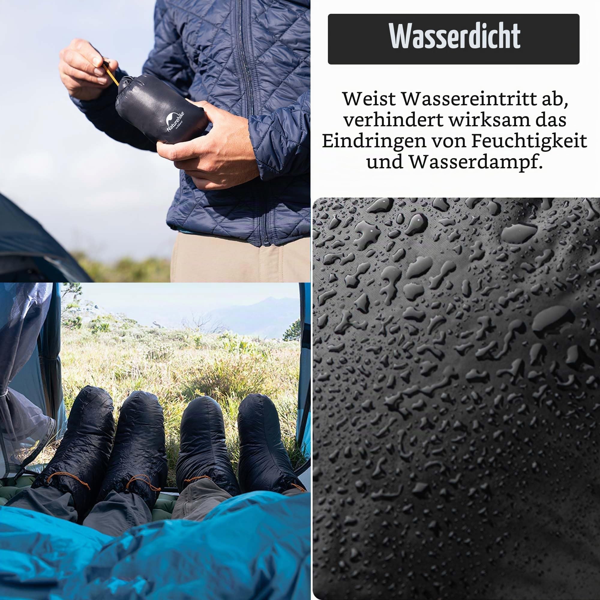windhike Naturehike Fußhülle Ultraleichte Entendaunen Anti-Rutsch wasserdichte Schlafstiefel Socken Winter Hausschuhe Wärmer für Camping,Rucksackreisen,für Frauen Männer(Schwarz-L)