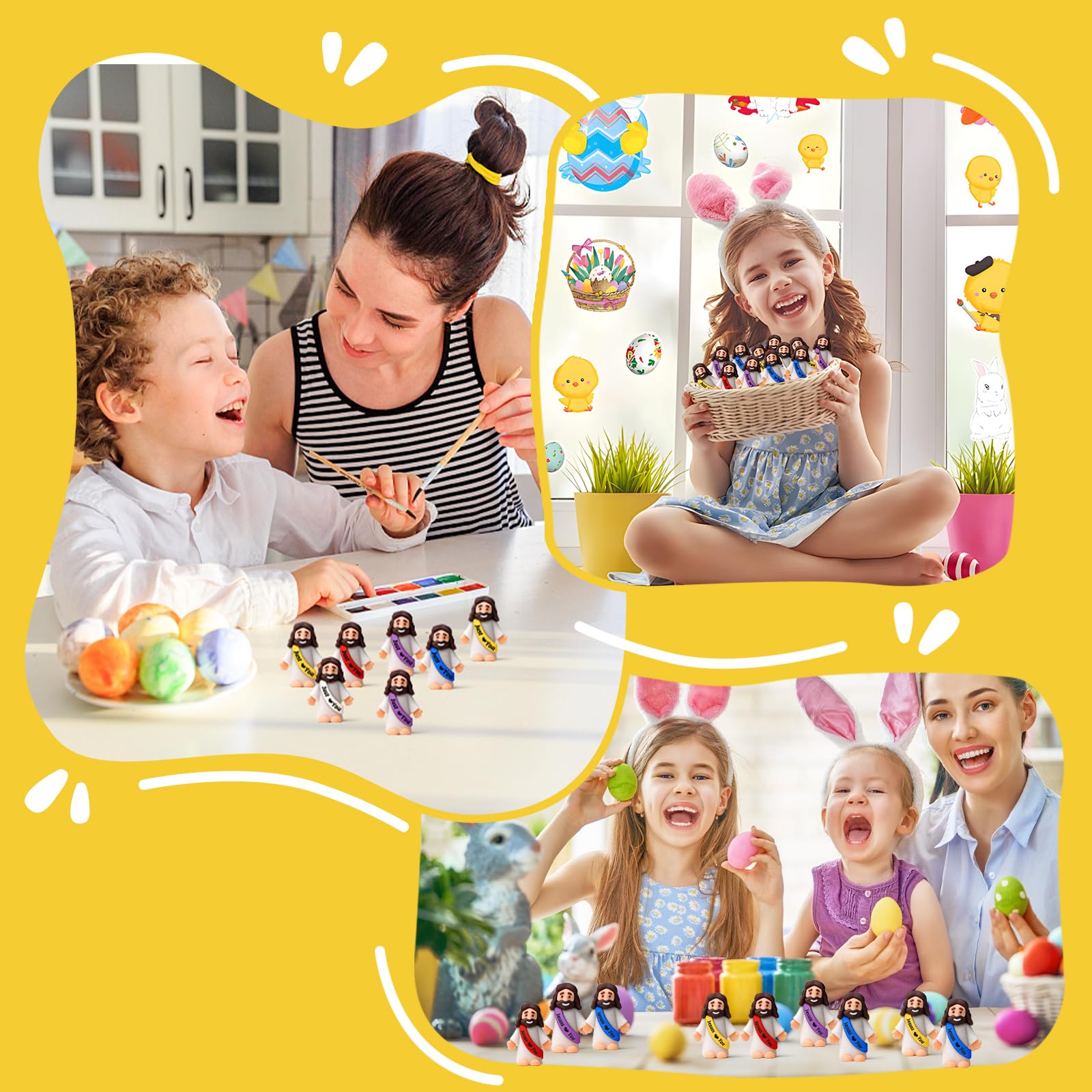 50 Piezas Mini Figuras de Jesús, Minifiguras de Jesús, Decoraciones de Pascua, pequeñas Figuras de Jesúss pequeño para esconderse y Buscar, Regalo de Bautizo, Escuela