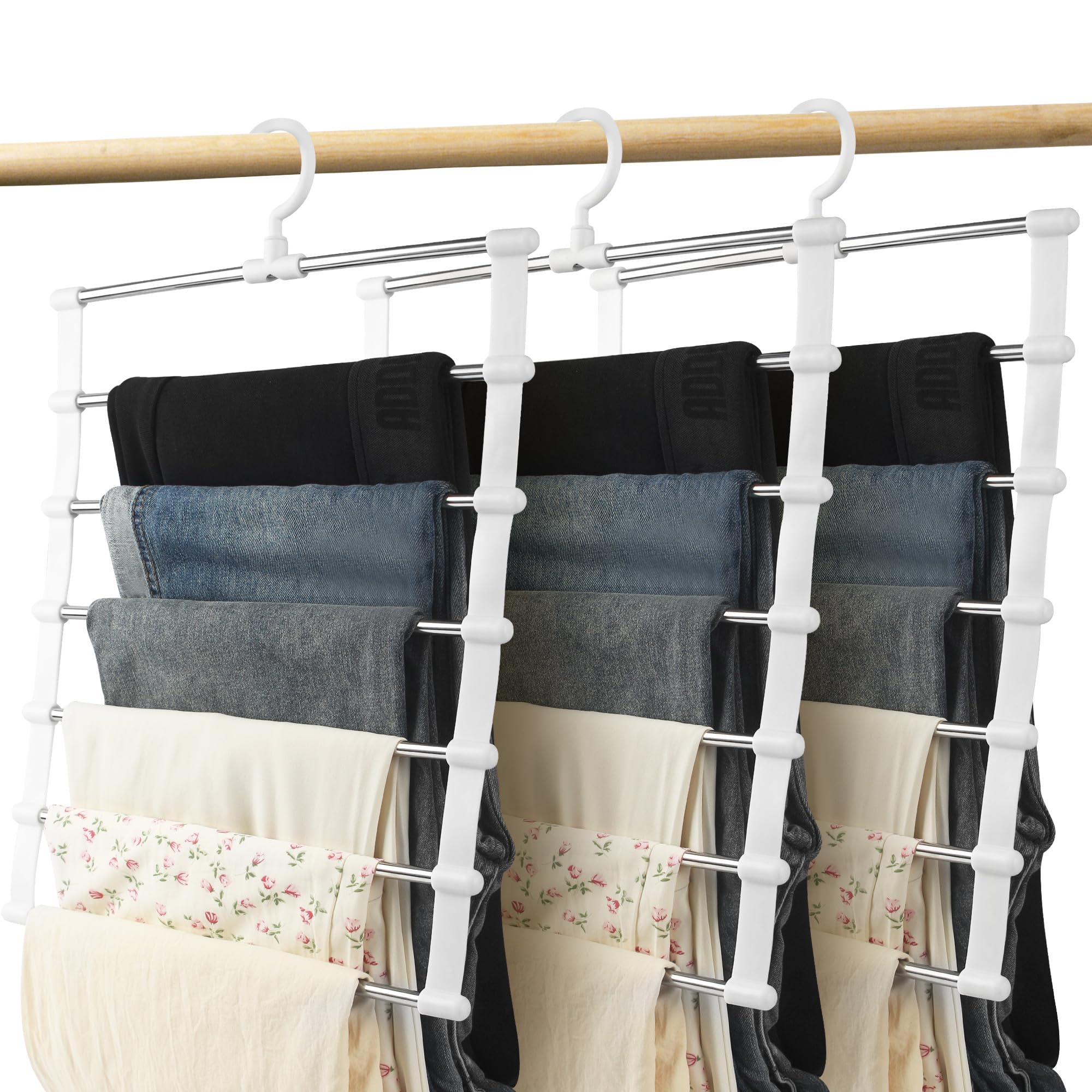 Broekenhanger, 3-pack ruimtebesparende broekenhanger, opvouwbare broekenhanger, bespaart kastruimte, geschikt voor broeken, lakens, handdoeken, sjaals, dassen en riemen