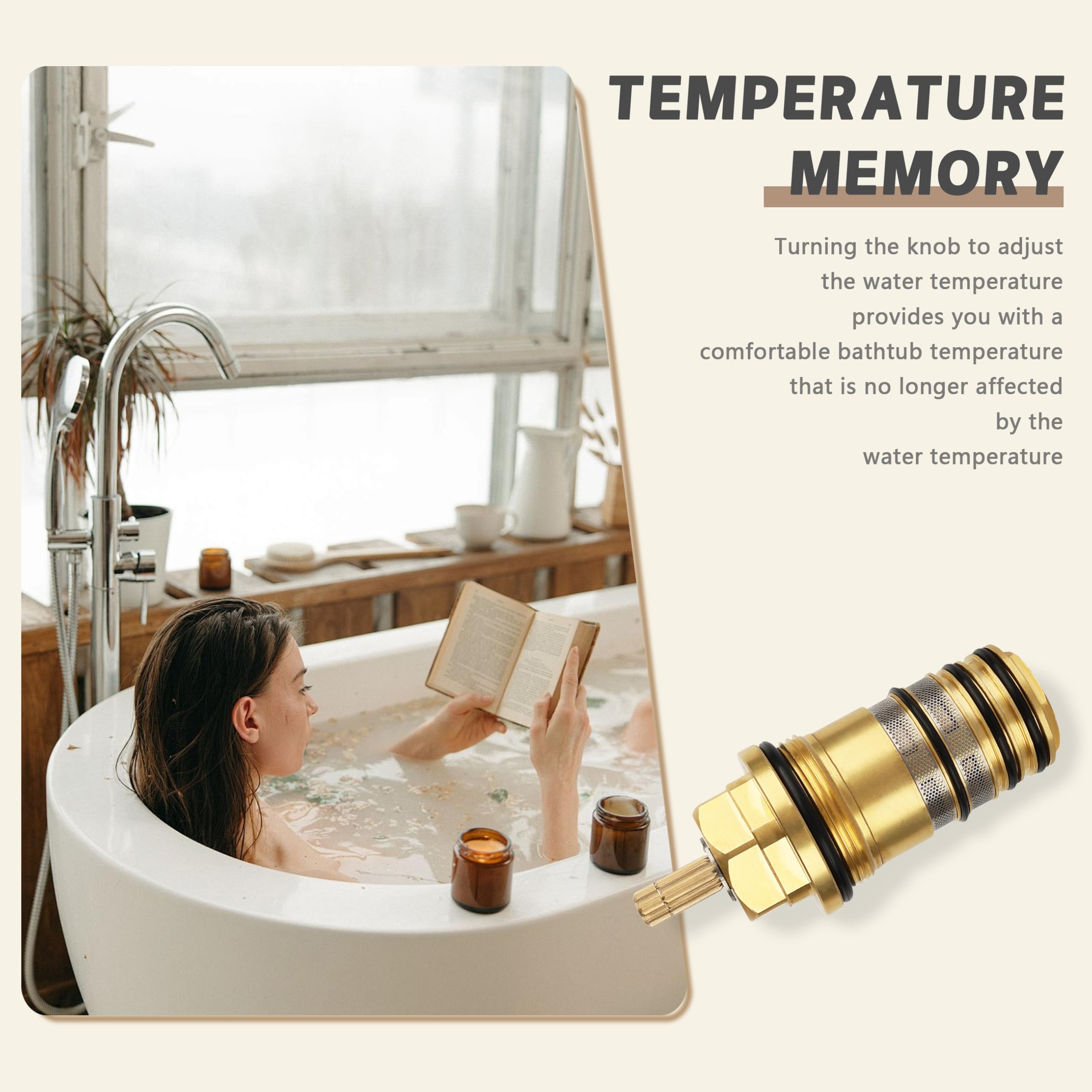 94282000 Unità di controllo della temperatura in ottone – 3/4" adatto per doccia Hansgrohe Ecostat, termostati per vasca a due e tre fori
