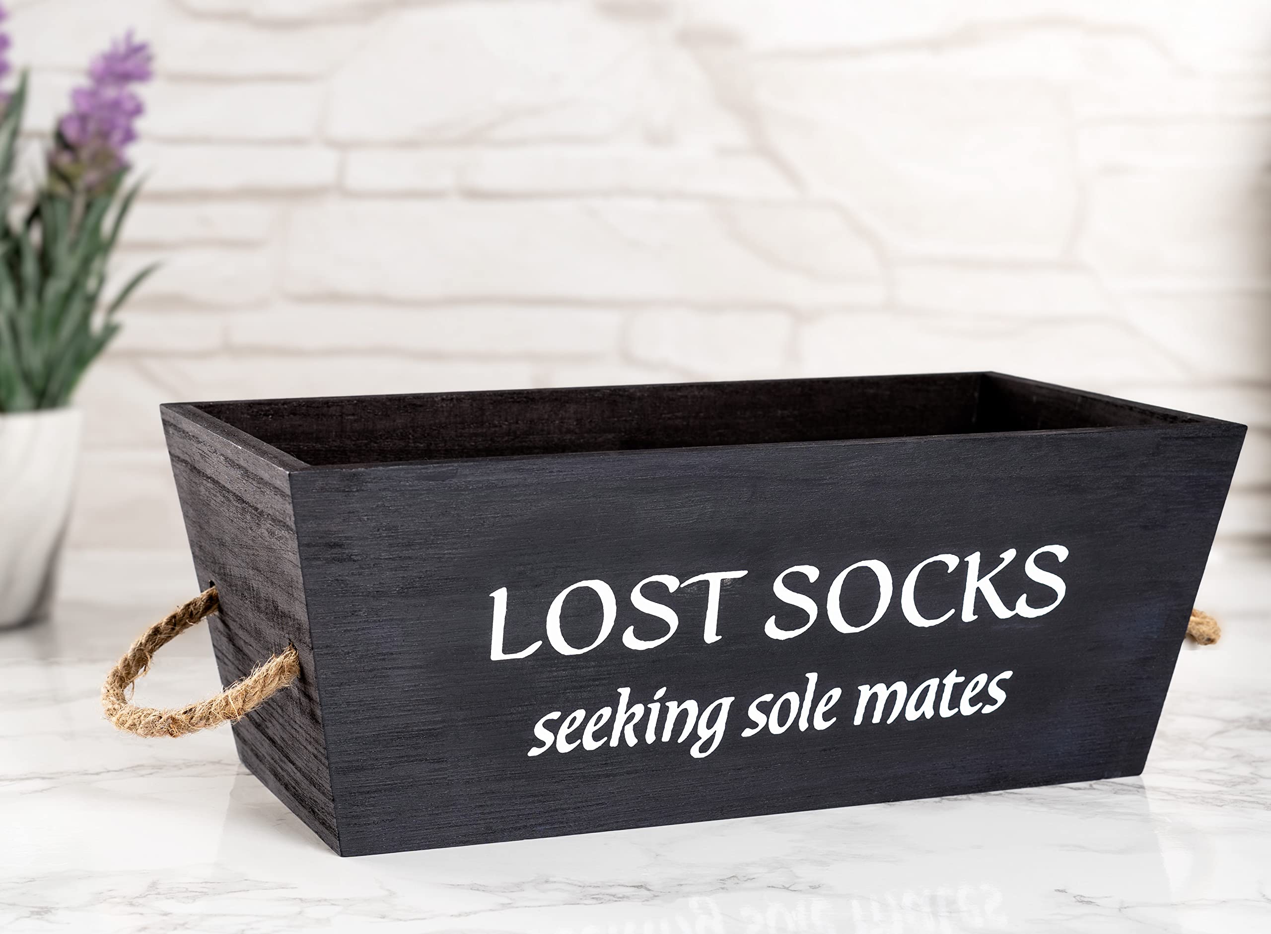 Buy Lost Socks Basket Black Wooden Missing Sock Basket for Laundry