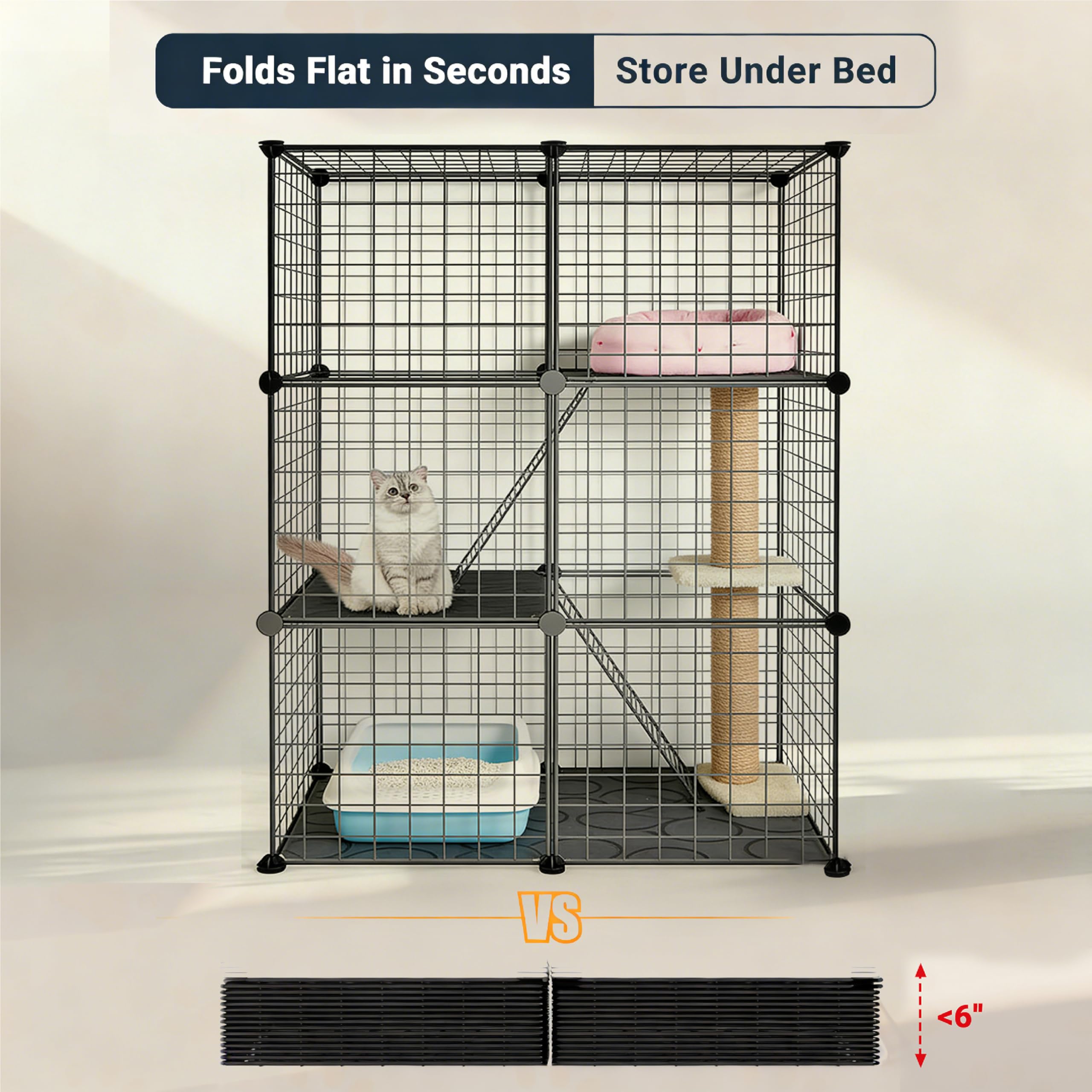 DIY Cat Playpen - Foldable Indoor Cat Enclosure -6