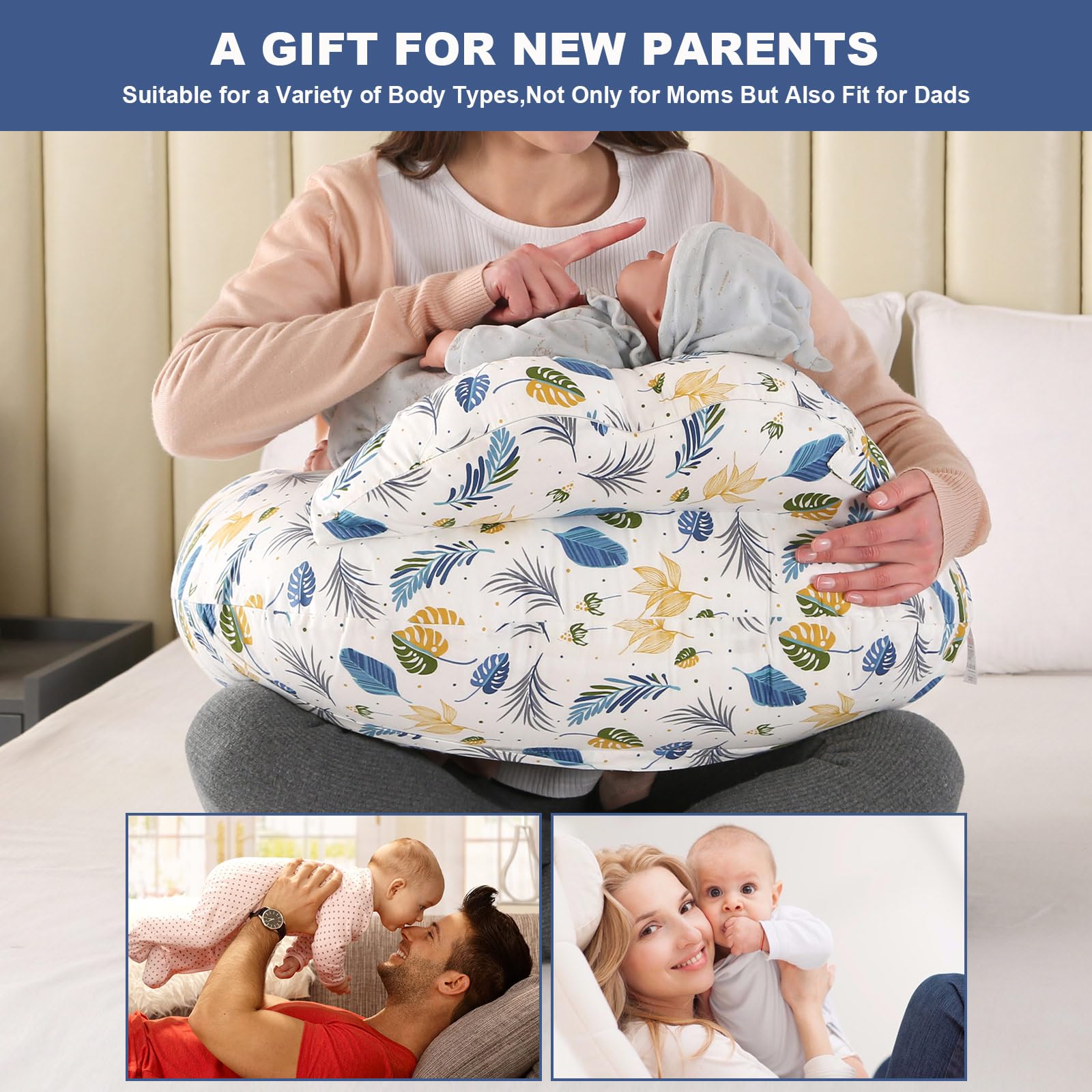 MIFXIN Nursing Pillow, Multifunctional Breastfeeding Pillow with Adjustable Waist Belt, Nursing Pillow with Safety Fence - Image 3