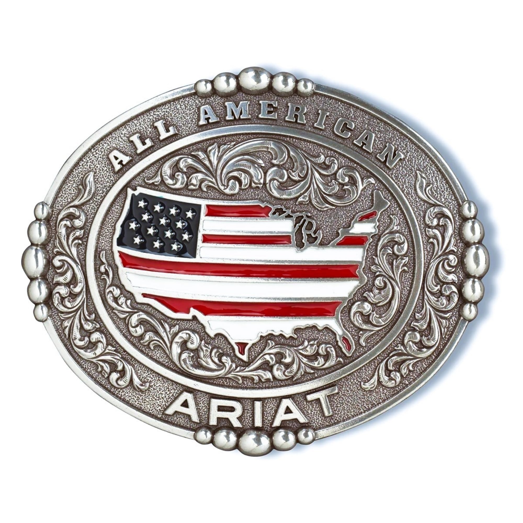 ARIAT Men's All American Belt Buckle, Silver