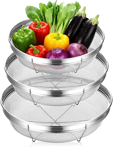 Sawysine Colador de malla fina para cocina, colador de malla de acero inoxidable para pasta, arroz y frutas, tamiz para colar, drenar, enjuagar o