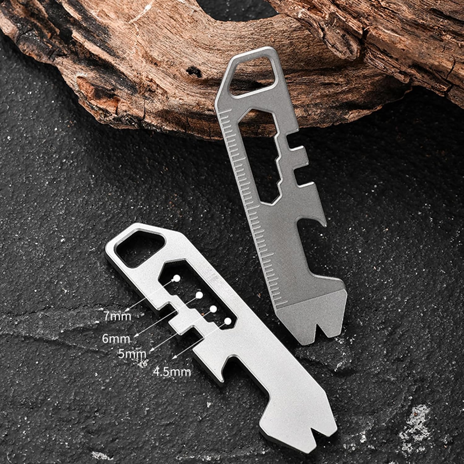 Hamans Mini Pry Bar Bottle Opener, Pocket Multi Tool Titanium with Wrench, Scale, Thumbpin Nail Puller and Bicycle Spoke Wrench Functions