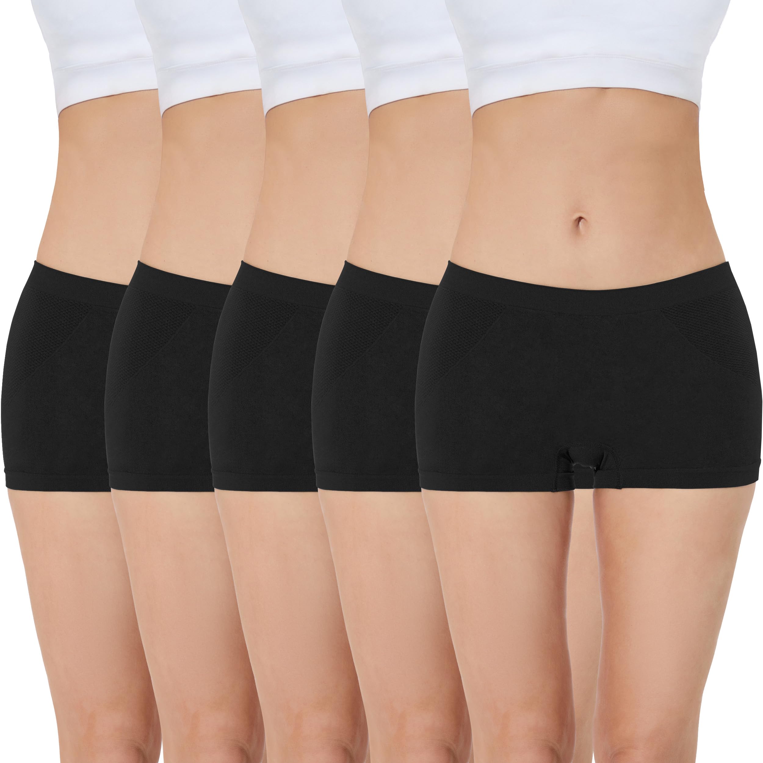 Boy Shorts Underwear for Women, Seamless Nylon Stretch No Show Boyshort Panties Boxer Briefs Packs