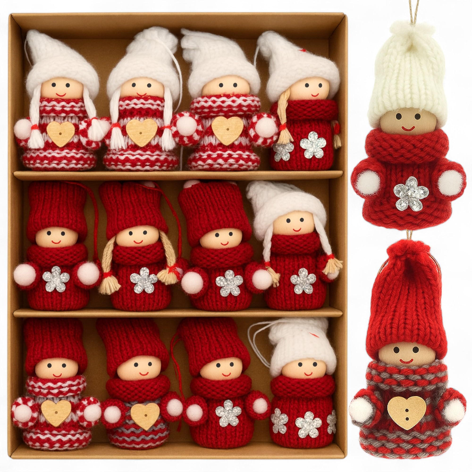 Lutins de Noël originaux en bois, suspensions décoratives pour étiquettes cadeaux