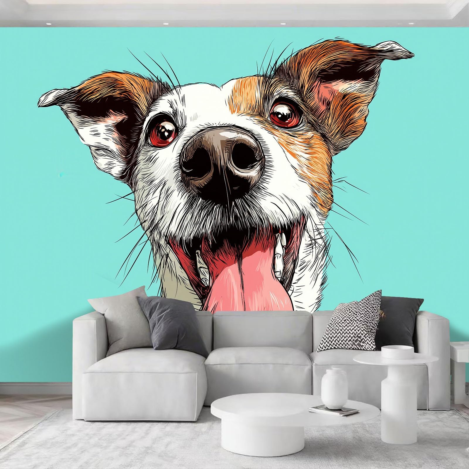 Tapeta z efektem 3D, Jack Russell Terrier, 350 x 256 cm, murale ścienne, zwierzęta z kreskówki, włóknina, fototapeta do sypialni dziecięcej, miłośnika zwierząt domowych, dekoracja, łatwa w instalacji