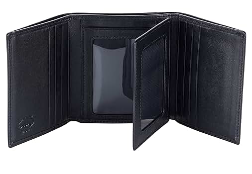 3/C FOLD WALLET BLACK ① Trifold Canvas Wallet with Clasp and Zippered Coin Pocket