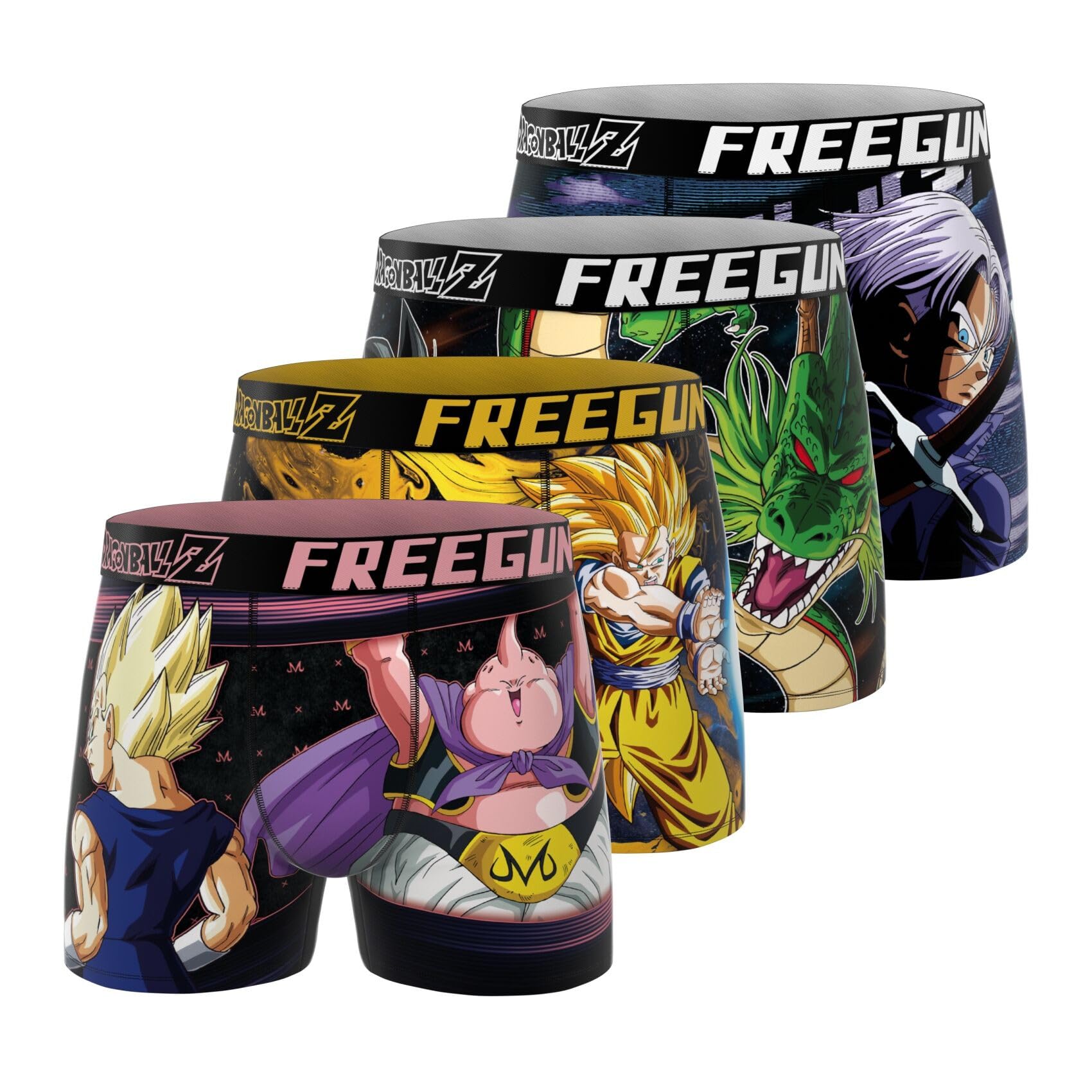FREEGUN Boxer Enfant Dragon Ball Z, Caleçon Garçon, Ultra-Doux et Confortable (Lot de 3)