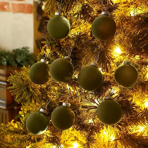 Miniatura 6 de 15 bolas de Navidad de terciopelo a granel, adornos de bola de árbol de Navidad flocadas, bolas de plástico, adornos decorativos para colgar,