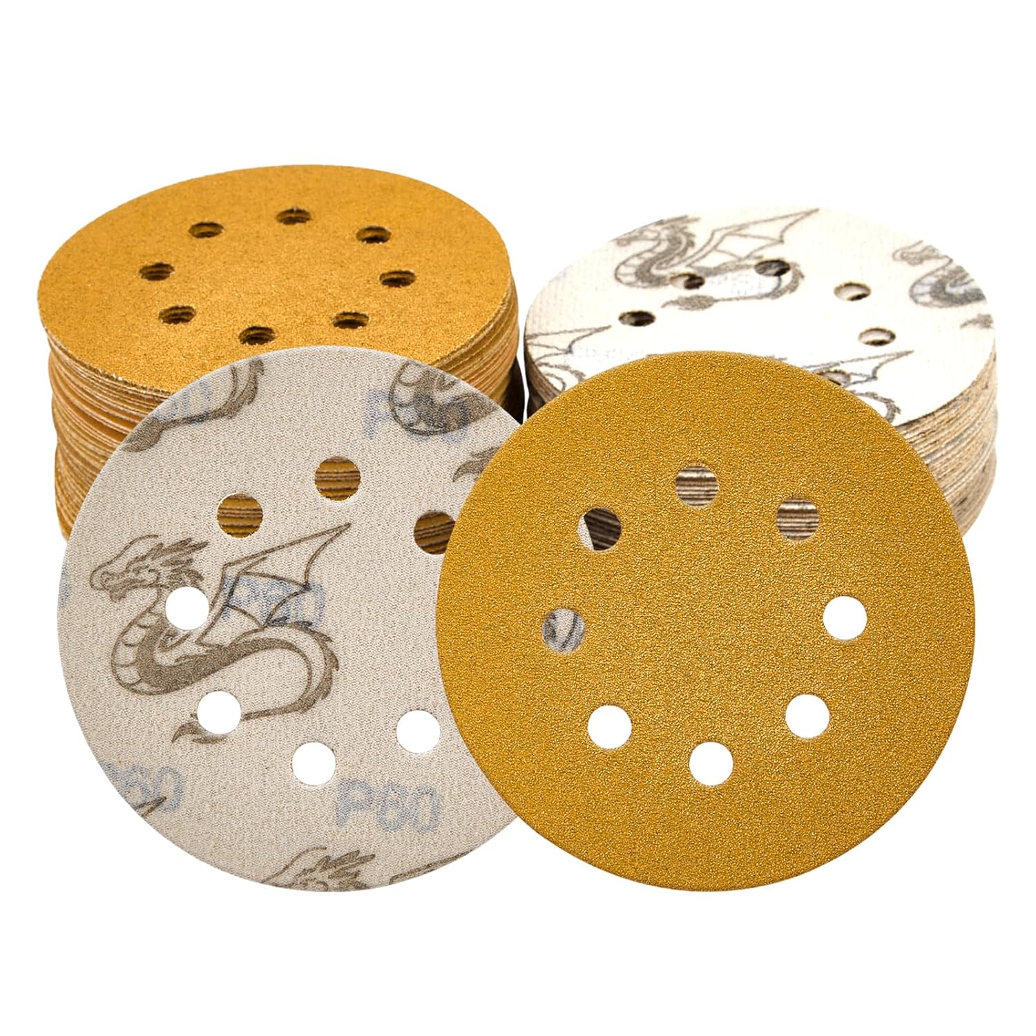 100 PCS 5 Inch 8 Hole Sanding Discs 80 Grit Hook and Loop Round Sandpaper for Random Orbital Sander,Advanced Aluminum Oxide, Suitable for Grinding, polishing of Metal,Wood, Stone(80 Grit)