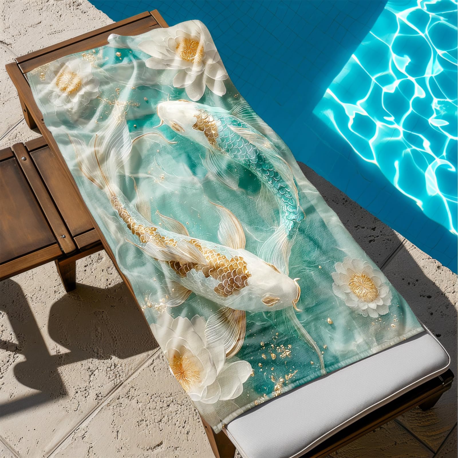 Générique Serviette Microfibre Plage Poisson Doré Vert Blanc