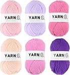 6Pcs Acrylic Yarn 790 Yard 4 Ply Soft Crochet Yarns Sport Weight Yarn,[for DIY Crocheting Knitting Craft ]-300g/Deep Blue,Light Brown,Dark Green,Dark Pink,Light Blue,Light Pink