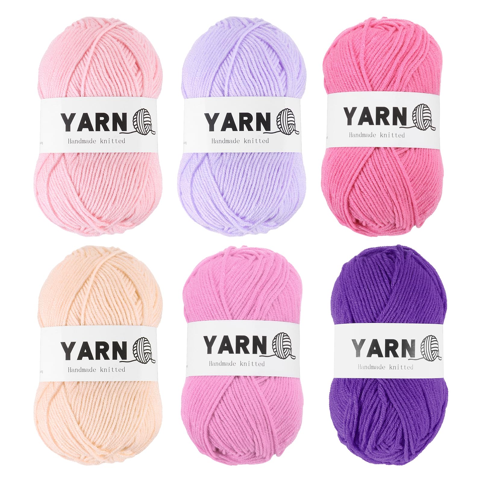 Hilo acrílico de 4 hebras para tejer punto deporte, lanas de tejer rosa pálido y morado oscuro